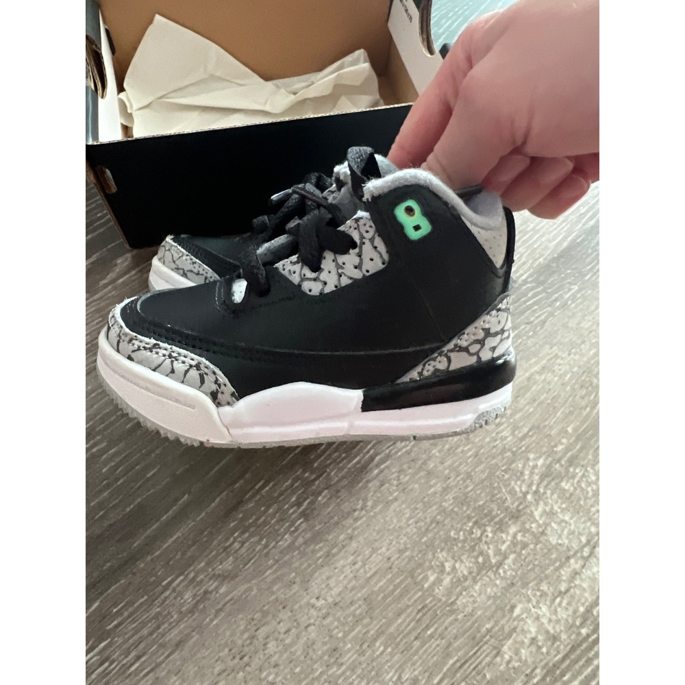 Jordan 3 Retro TD Kids 4C Black Green Glow Wolf Grey DM0968-031